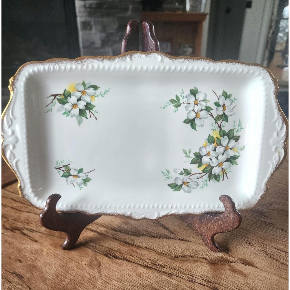 Royal Albert White Dogwood Large Sandwich Plate Fine Bone China England